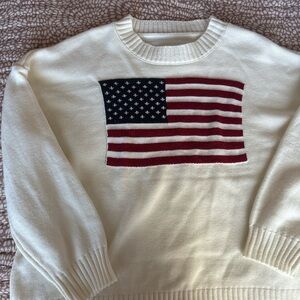 American Flag Sweater in Cream